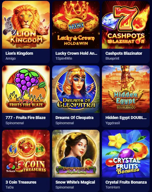 El mejor catálogo de máquinas tragamonedas de Spinay Casino