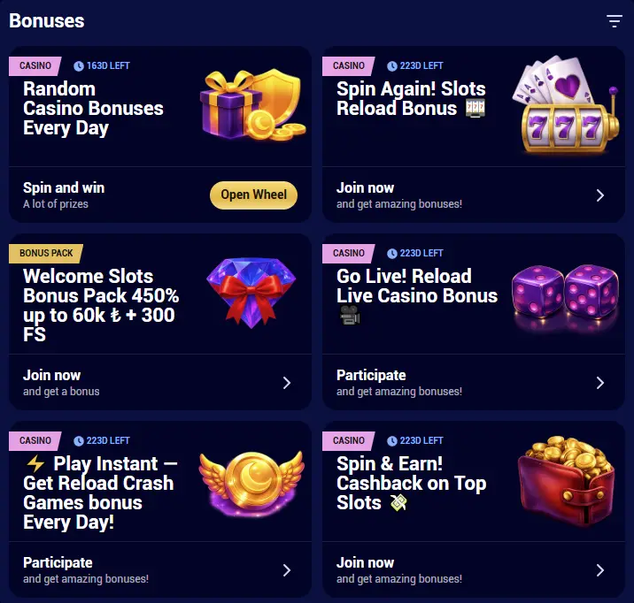 Current Spinay Casino bonuses