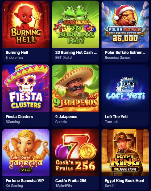 Spinay Casino game selection